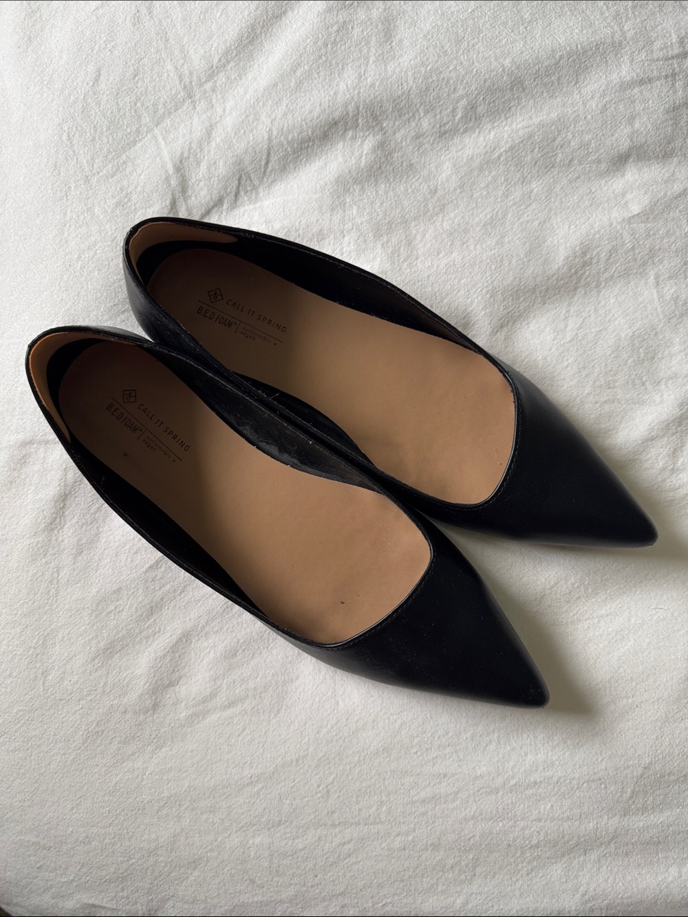 Call It Spring Black Pointed-Toe Slip-On Flats